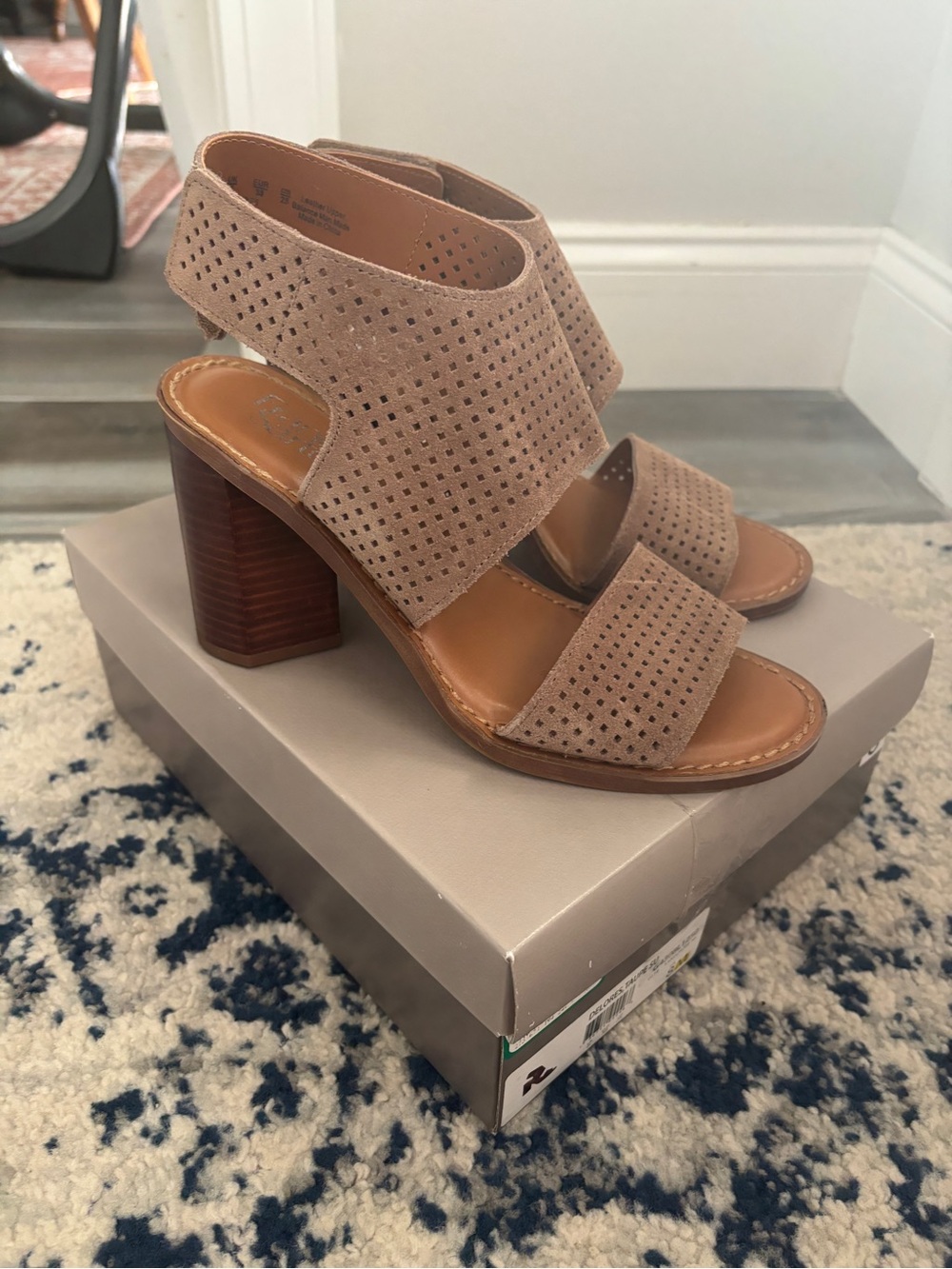 Franco Sarto Leather Block Heel Sandals